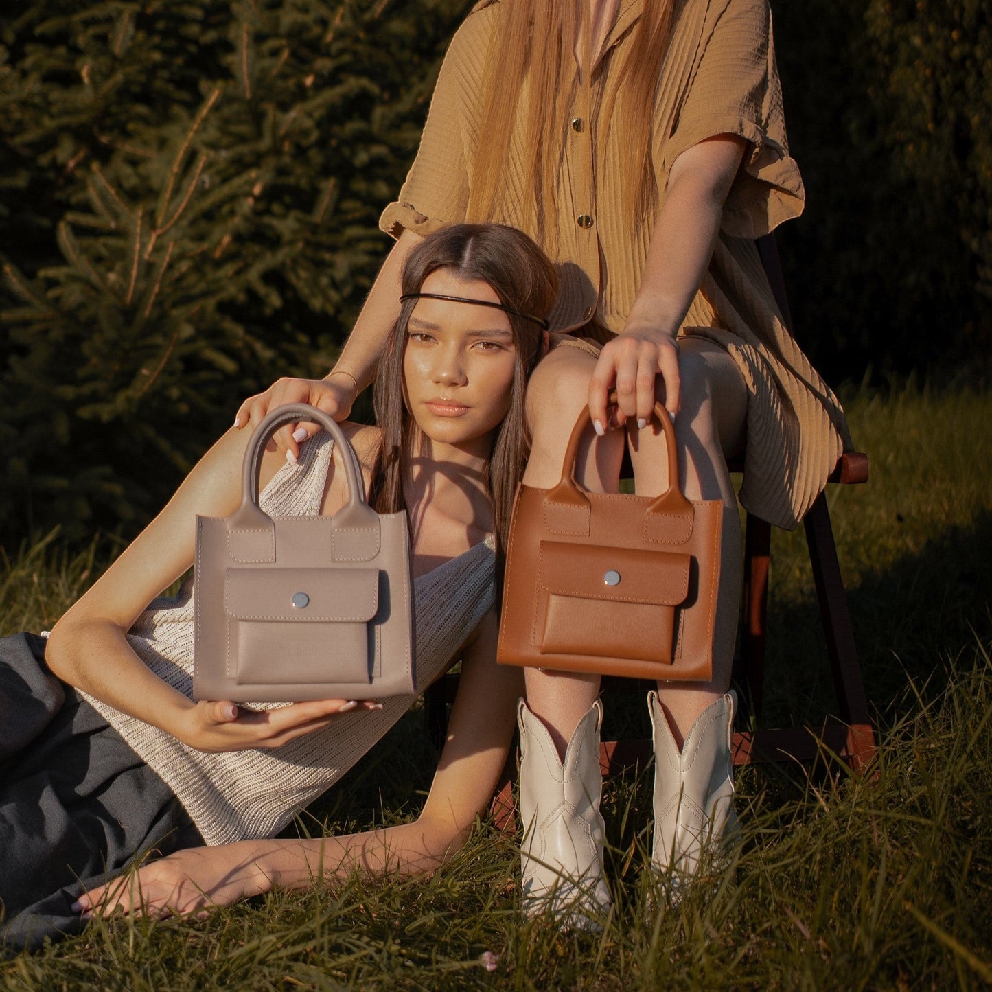 Brown Leather Mini Tote Bag for Women - Pache Sigil - Pache