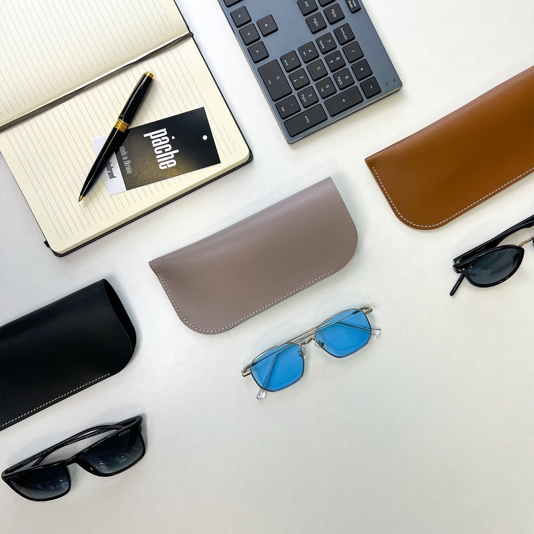 Gray Leather Glasses Case - Pache Mili - Pache