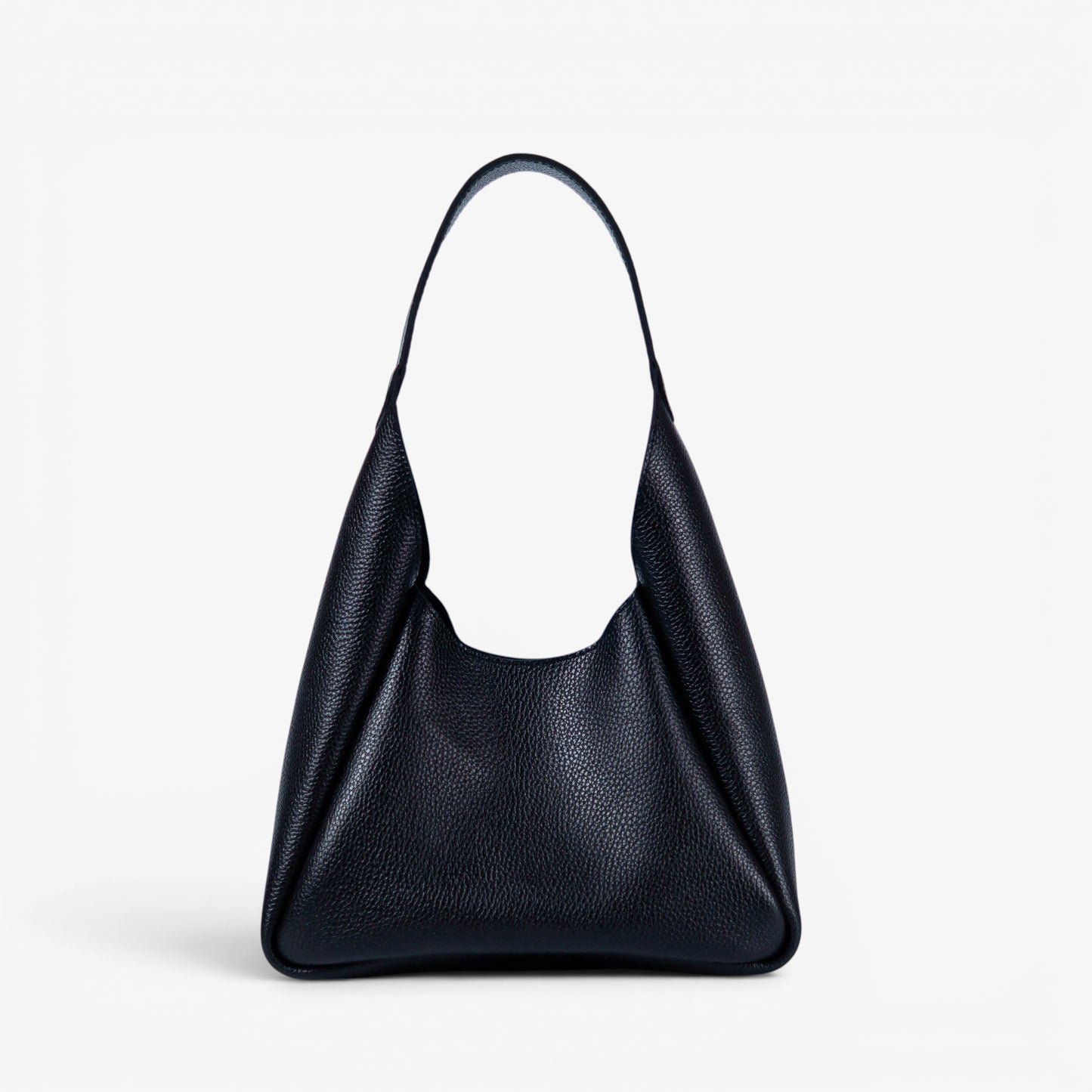 Black Leather Hobo Bag for Women - Pache Torba - Pache
