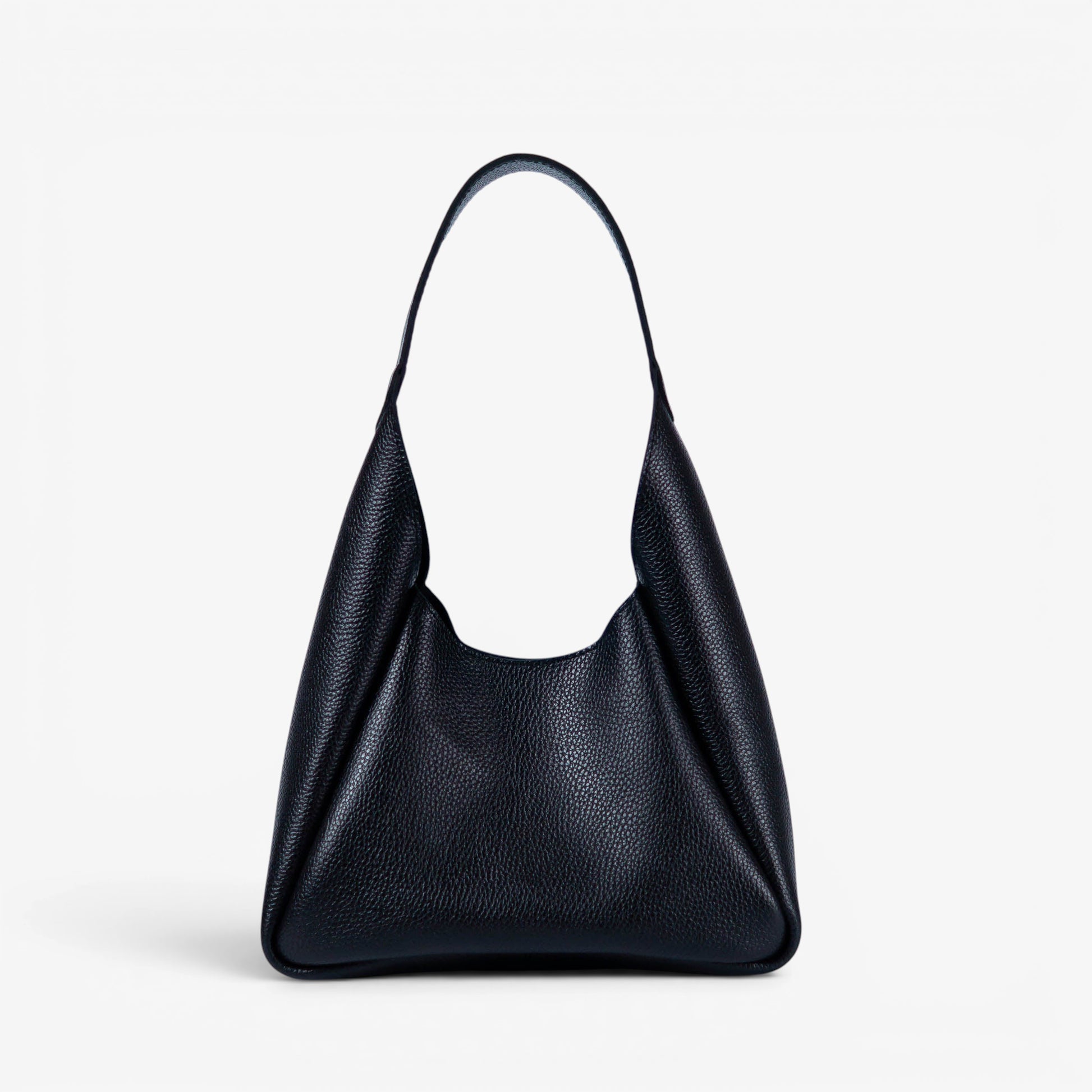 Black Leather Hobo Bag for Women - Pache Torba - Pache