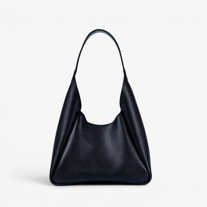 Black Leather Hobo Bag for Women - Pache Torba - Pache