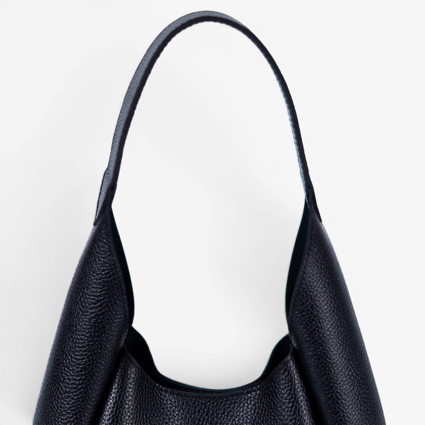 Black Leather Hobo Bag for Women - Pache Torba - Pache