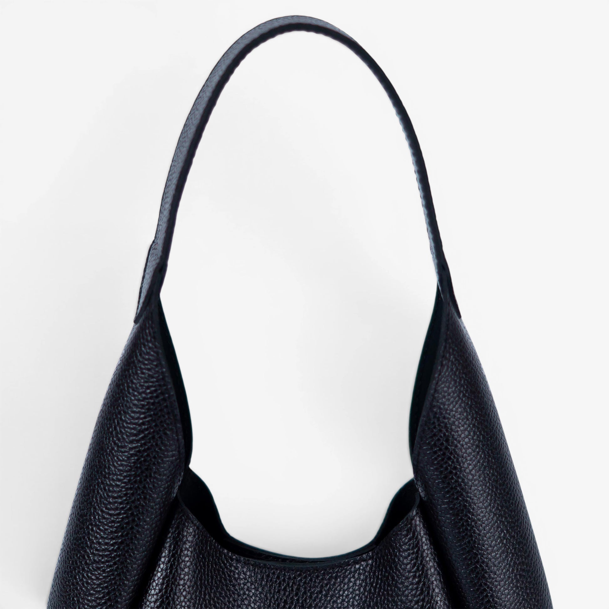 Black Leather Hobo Bag for Women - Pache Torba - Pache