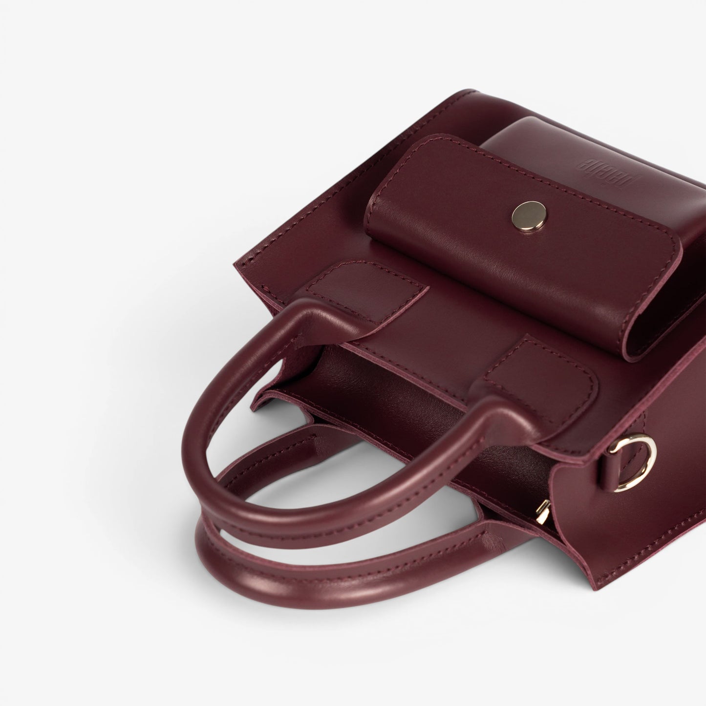 Burgundy Leather Mini Tote Bag for Women - Pache Sigil - Pache