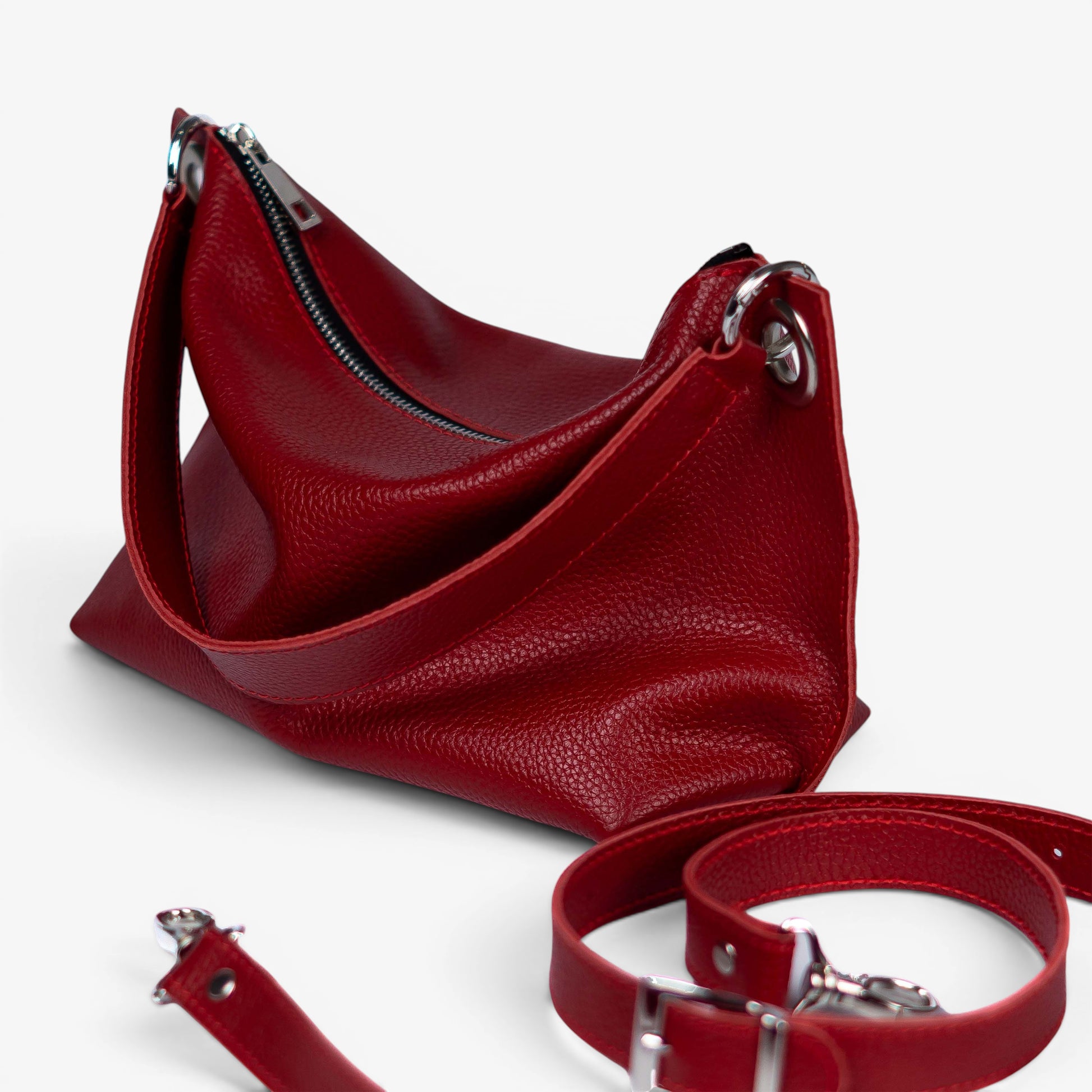 Red Soft Leather Bag for Women - Pache Vivere - Pache