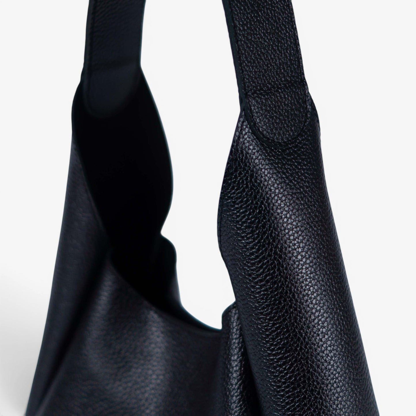 Black Leather Hobo Bag for Women - Pache Torba - Pache