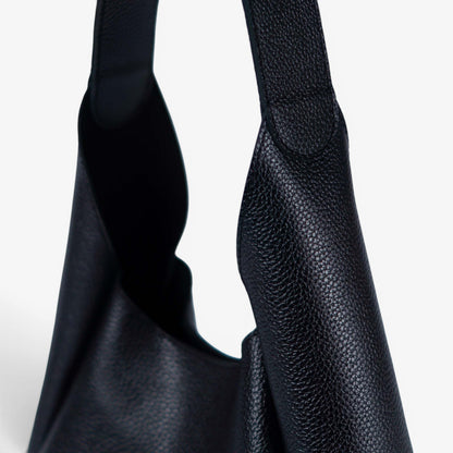 Black Leather Hobo Bag for Women - Pache Torba - Pache