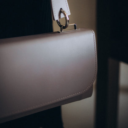 Grey Leather Baguette Bag for Women - Pache Tabala - Pache