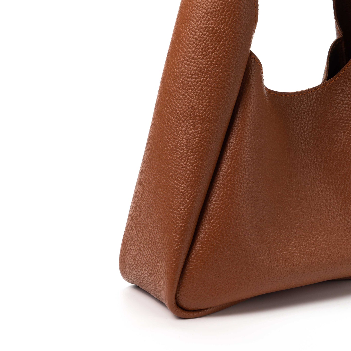 Cognac Brown Leather Hobo Bag for Women - Pache Torba