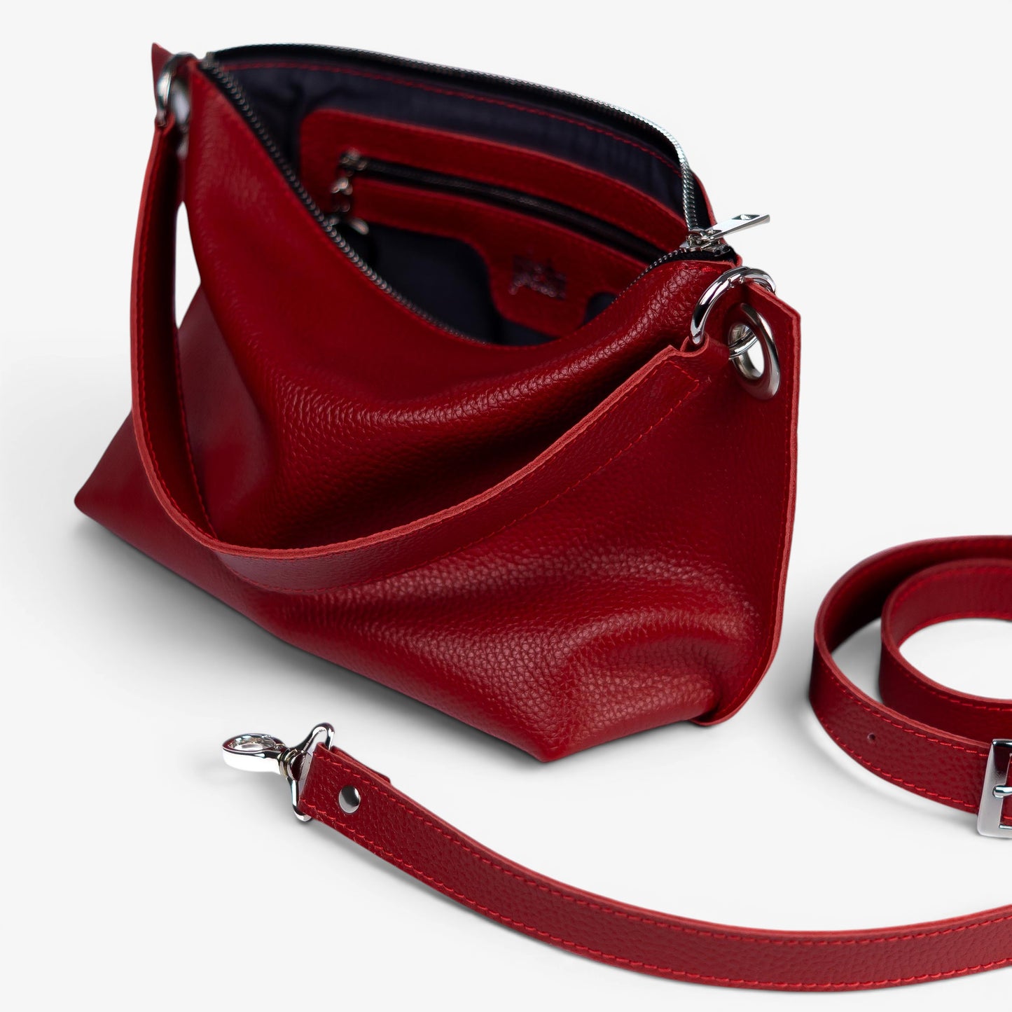 Red Soft Leather Bag for Women - Pache Vivere - Pache