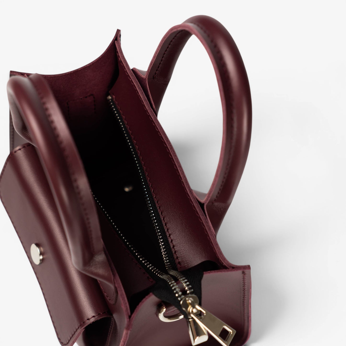 Burgundy Leather Mini Tote Bag for Women - Pache Sigil - Pache