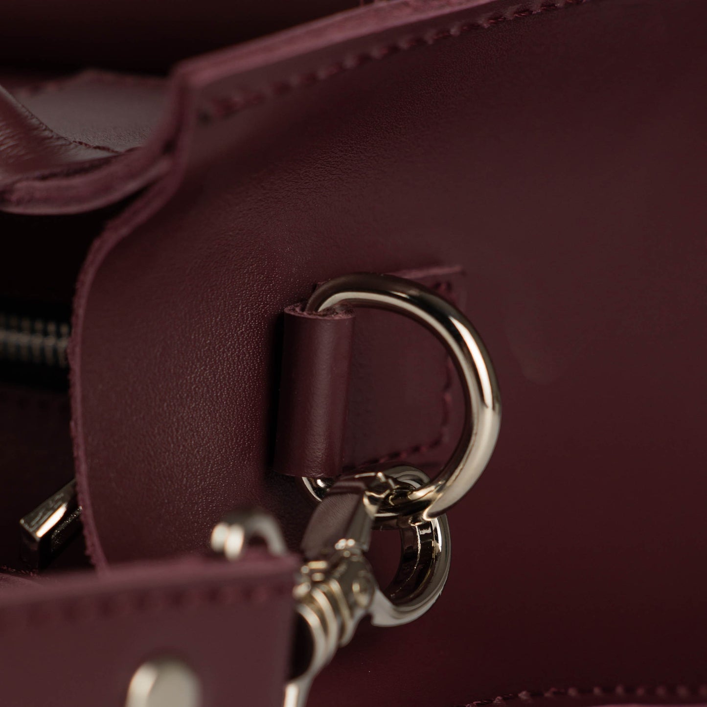Burgundy Leather Mini Tote Bag for Women - Pache Sigil - Pache
