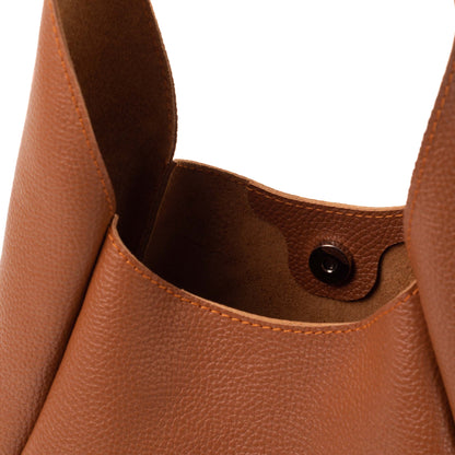 Cognac Brown Leather Hobo Bag for Women - Pache Torba