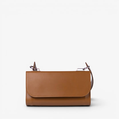 Brown Leather Baguette Bag for Women - Pache Tabala - Pache