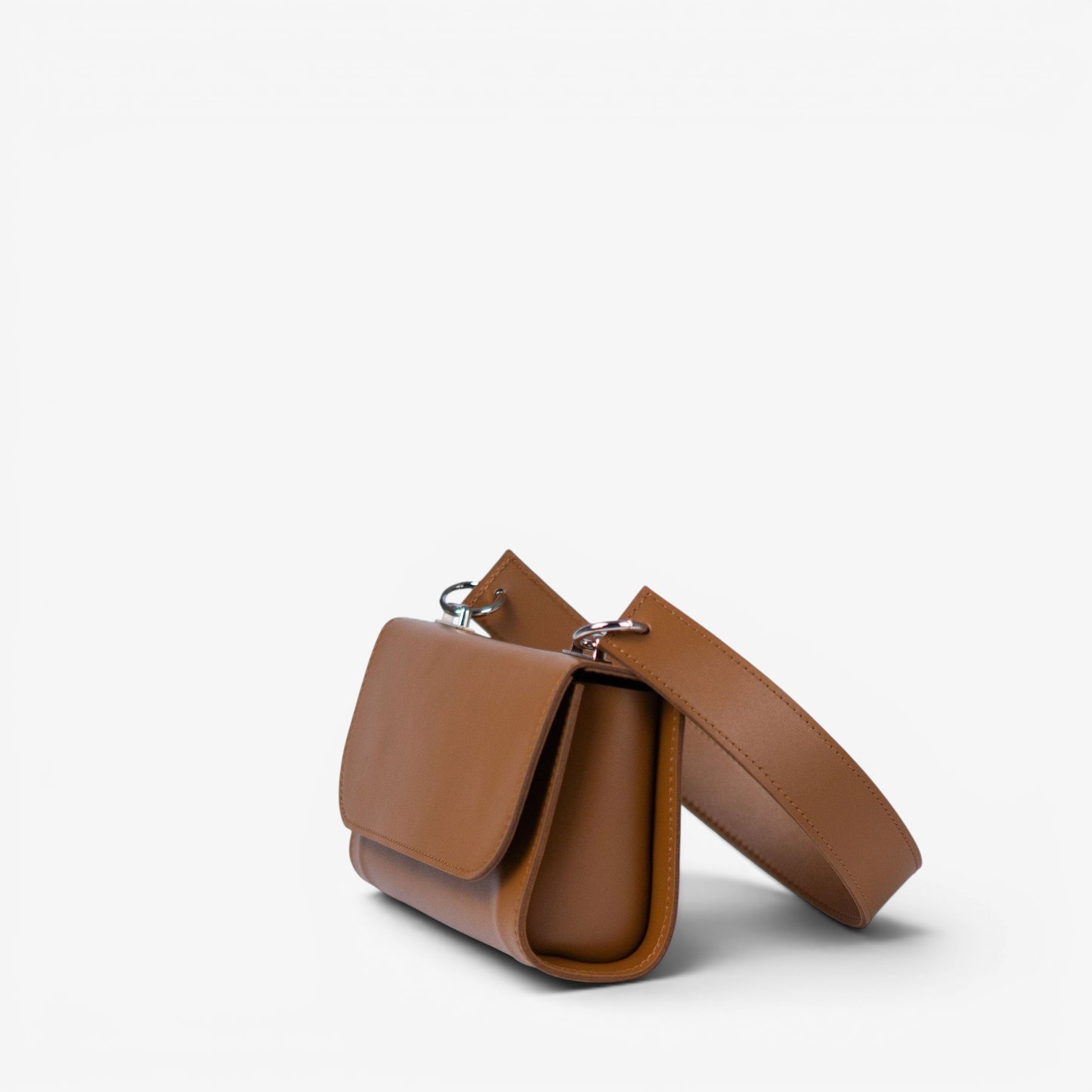 Brown Leather Baguette Bag for Women - Pache Tabala - Pache