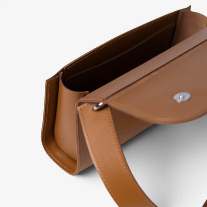 Brown Leather Baguette Bag for Women - Pache Tabala - Pache