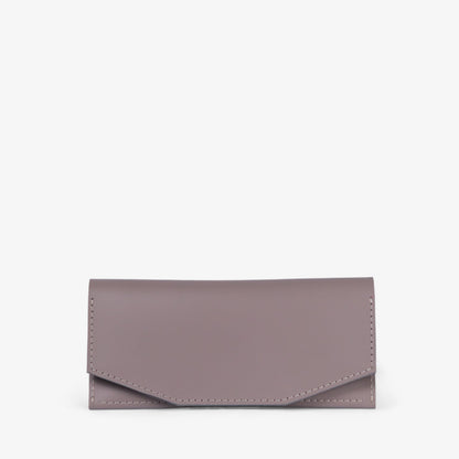 Gray handmade leather wallet for women, slim minimalist design, Beyra by Pache