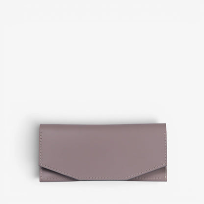 Gray handmade leather wallet for women, slim minimalist design, Beyra by Pache