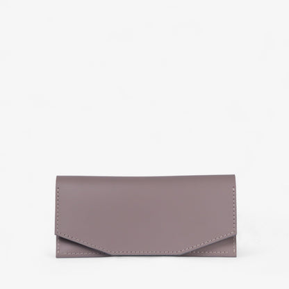 Gray handmade leather wallet for women, slim minimalist design, Beyra by Pache