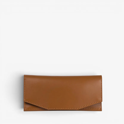 Brown handmade leather wallet for women, slim minimalist design, Beyra by Pache