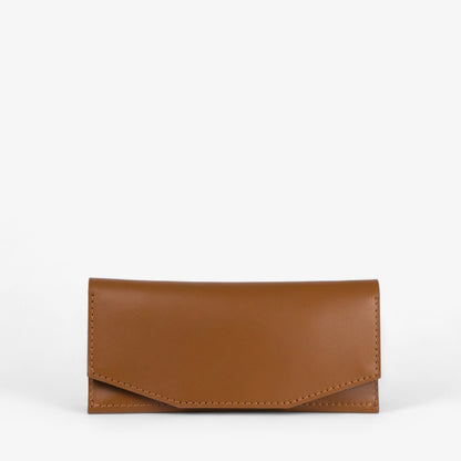 Brown handmade leather wallet for women, slim minimalist design, Beyra by Pache