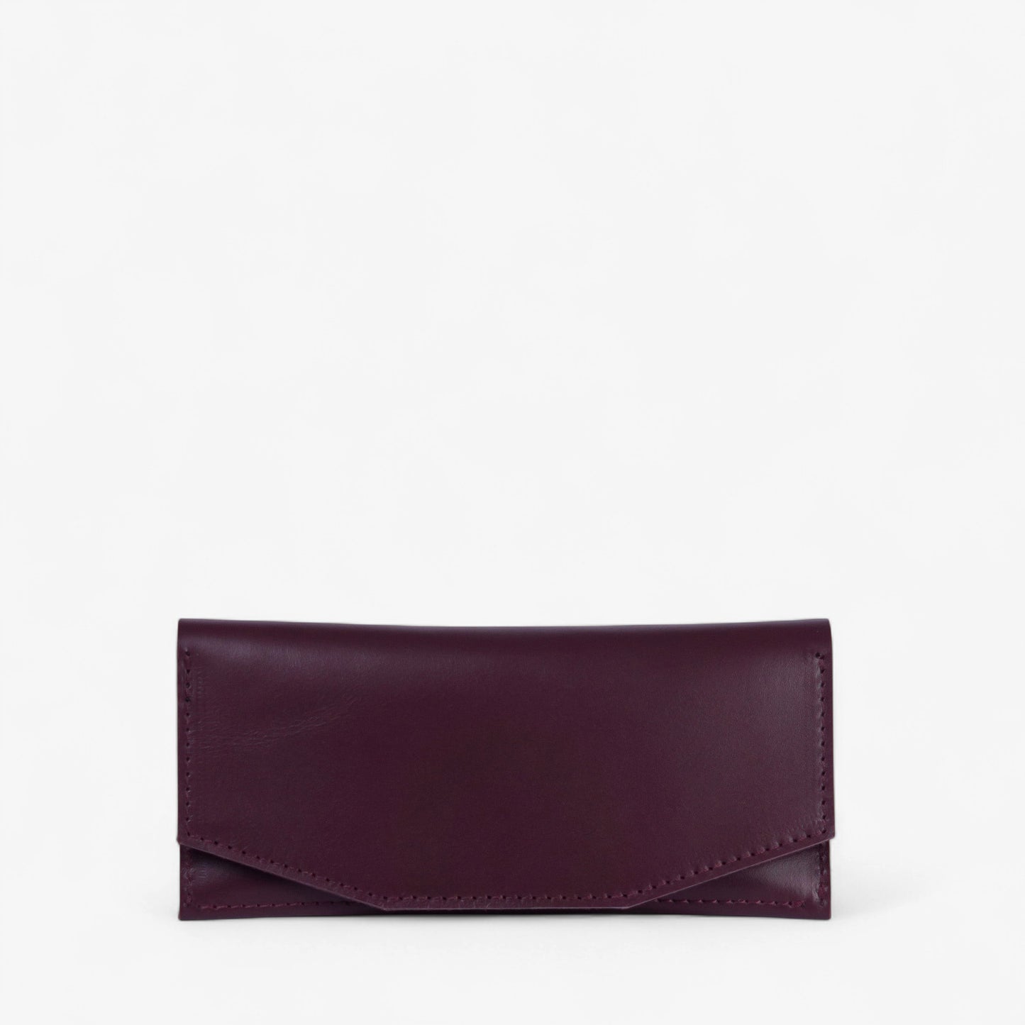 Burgundy handmade leather wallet for women, slim minimalist design, Beyra by Pache