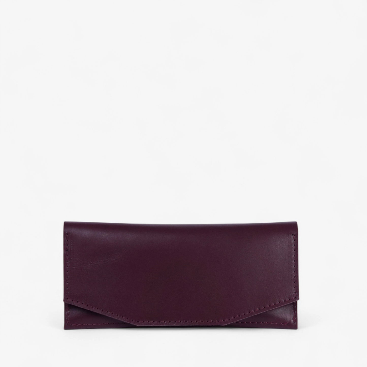 Burgundy handmade leather wallet for women, slim minimalist design, Beyra by Pache
