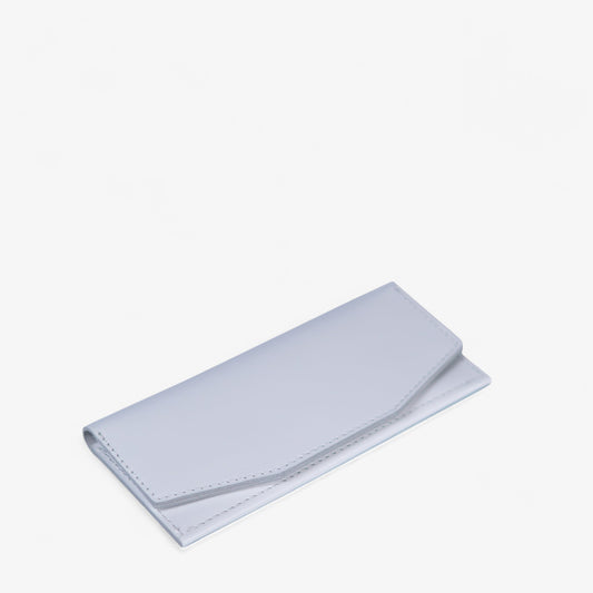 White slim leather wallet for women, minimalist handmade wallet, angled view