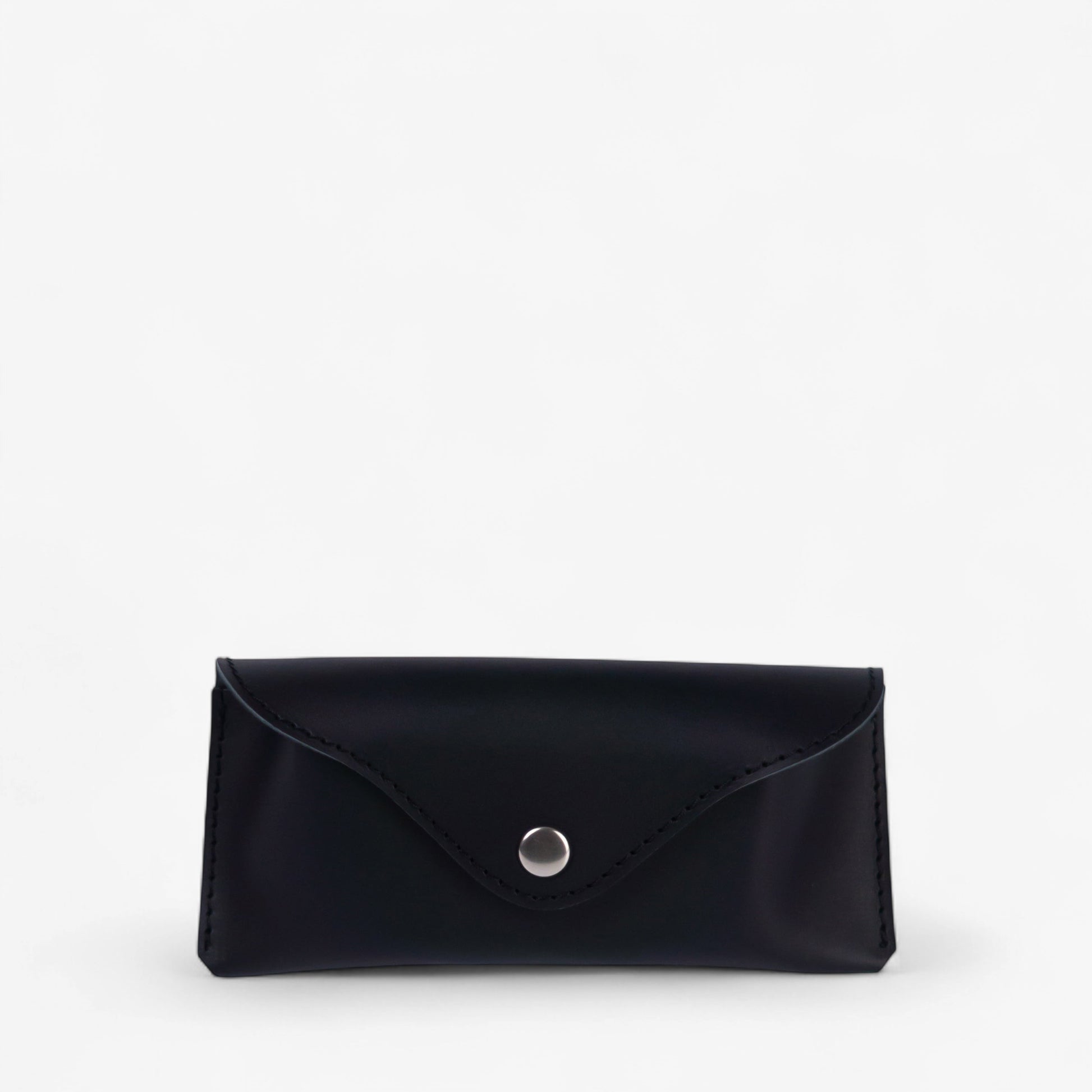 Black Leather Glasses Case with Clasp - Pache Vista - Pache