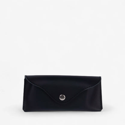 Black Leather Glasses Case with Clasp - Pache Vista - Pache