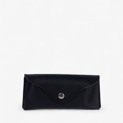Black Leather Glasses Case with Clasp - Pache Vista - Pache