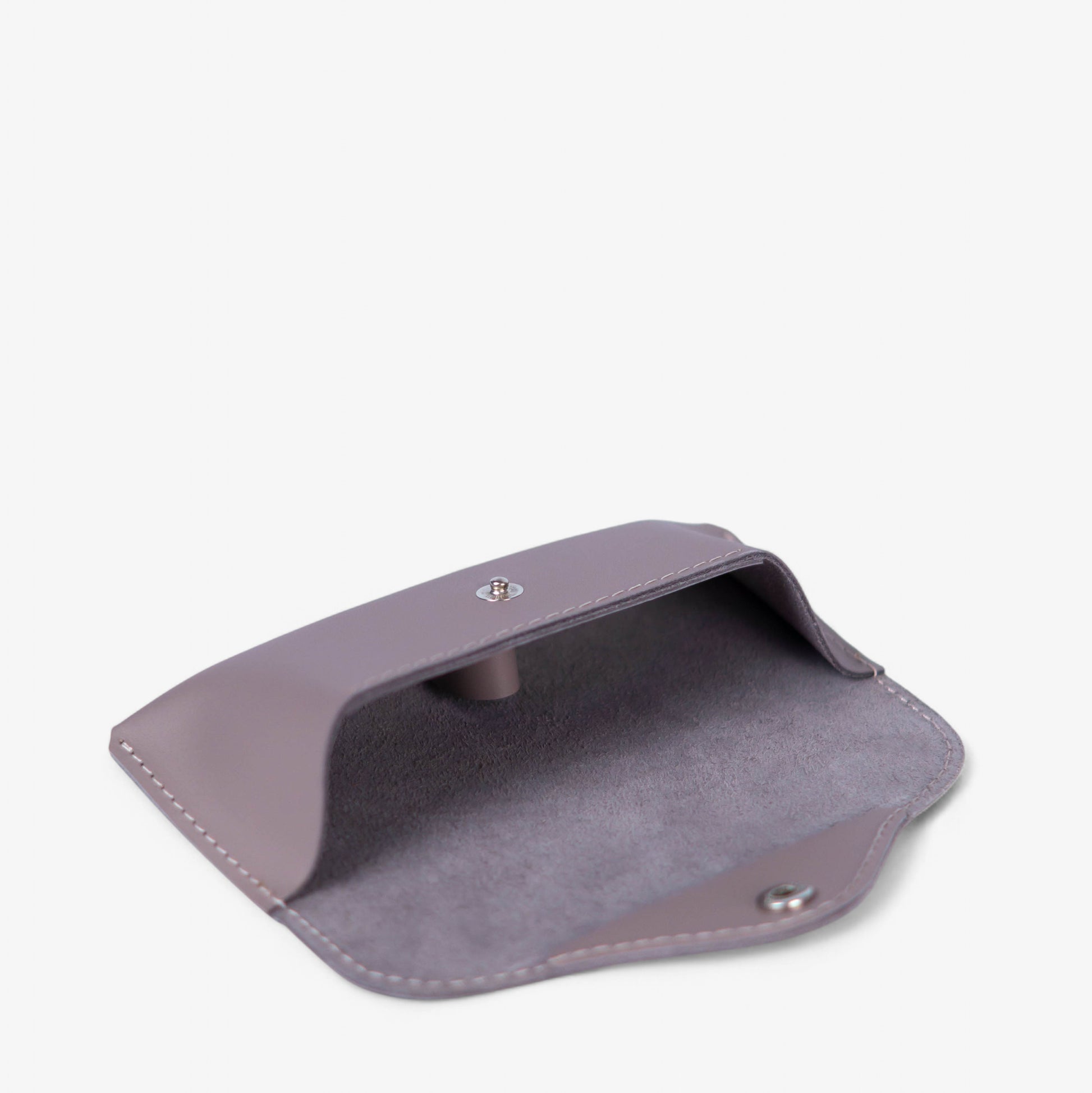 Grey Leather Glasses Case with Clasp - Pache Vista - Pache