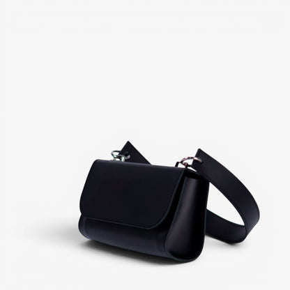 Black Leather Baguette Bag for Women - Pache Tabala - Pache