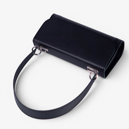 Black Leather Baguette Bag for Women - Pache Tabala - Pache