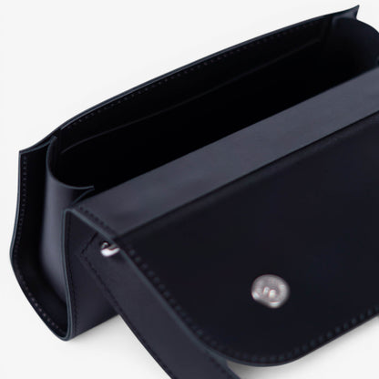 Black Leather Baguette Bag for Women - Pache Tabala - Pache
