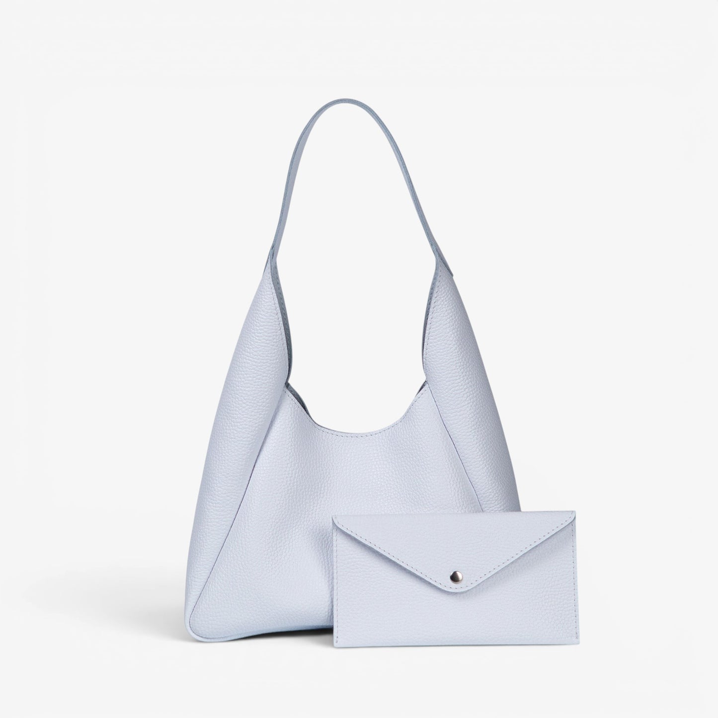 White Leather Hobo Bag for Women - Pache Torba - Pache