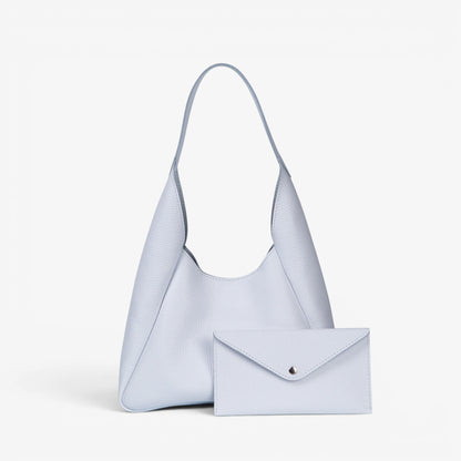 White Leather Hobo Bag for Women - Pache Torba - Pache