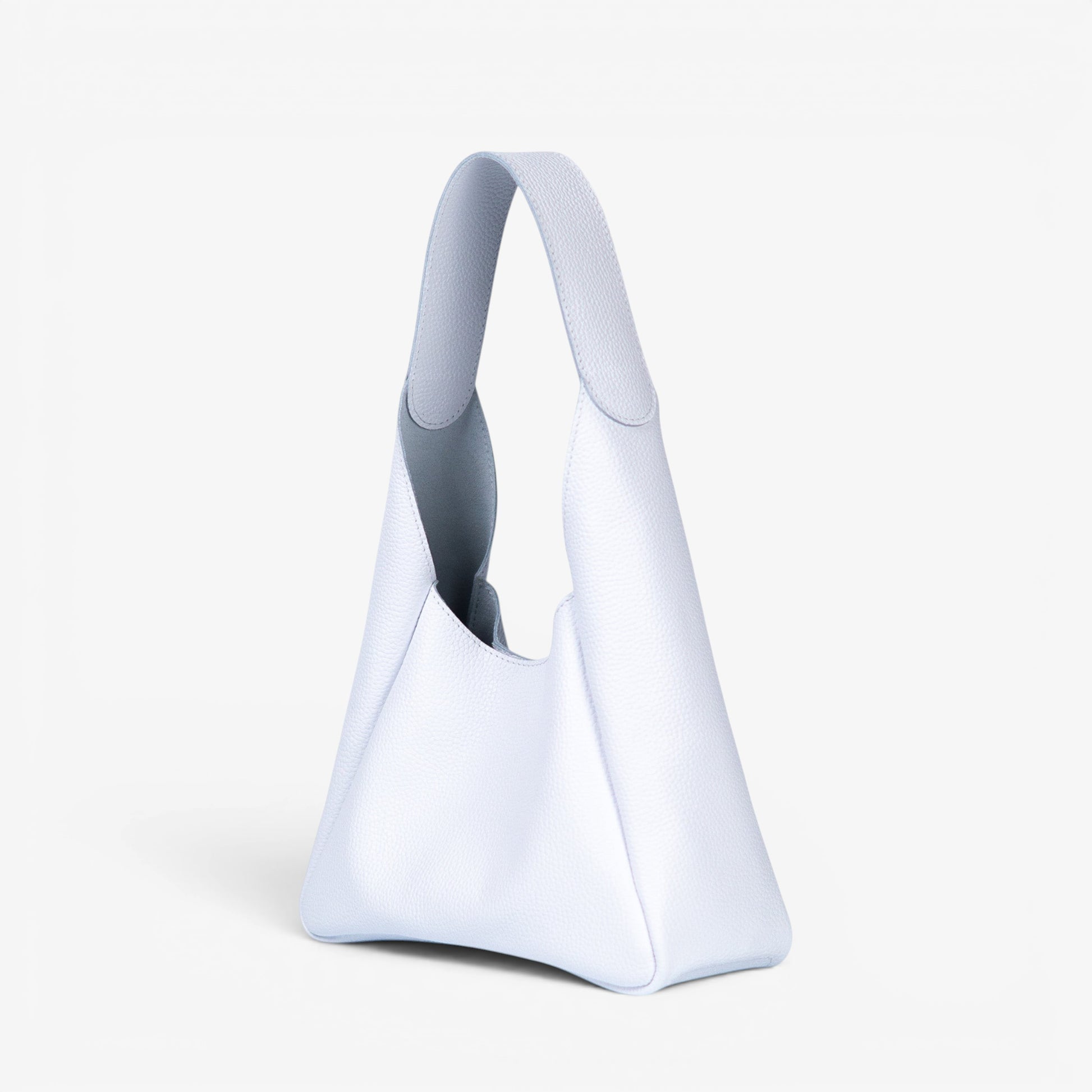 White Leather Hobo Bag for Women - Pache Torba - Pache