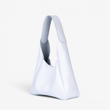 White Leather Hobo Bag for Women - Pache Torba - Pache