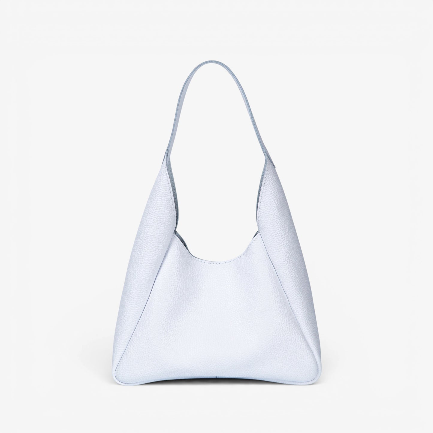 White Leather Hobo Bag for Women - Pache Torba - Pache