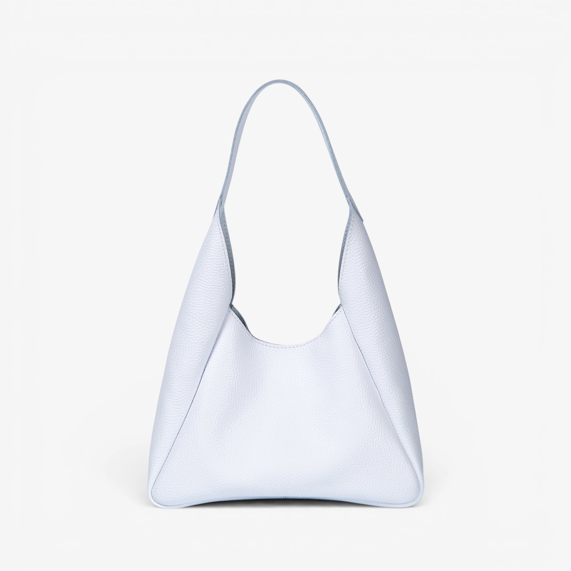 White Leather Hobo Bag for Women - Pache Torba - Pache