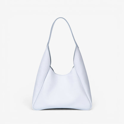 White Leather Hobo Bag for Women - Pache Torba - Pache