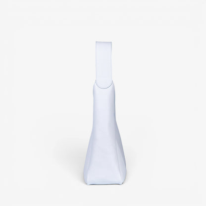 White Leather Hobo Bag for Women - Pache Torba - Pache