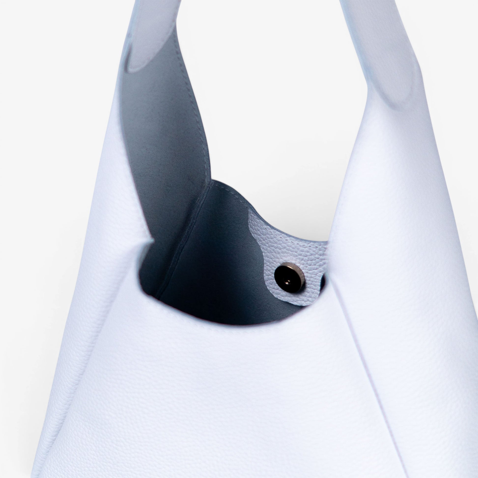 White Leather Hobo Bag for Women - Pache Torba - Pache