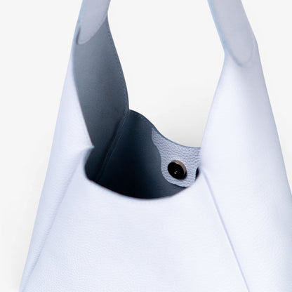 White Leather Hobo Bag for Women - Pache Torba - Pache