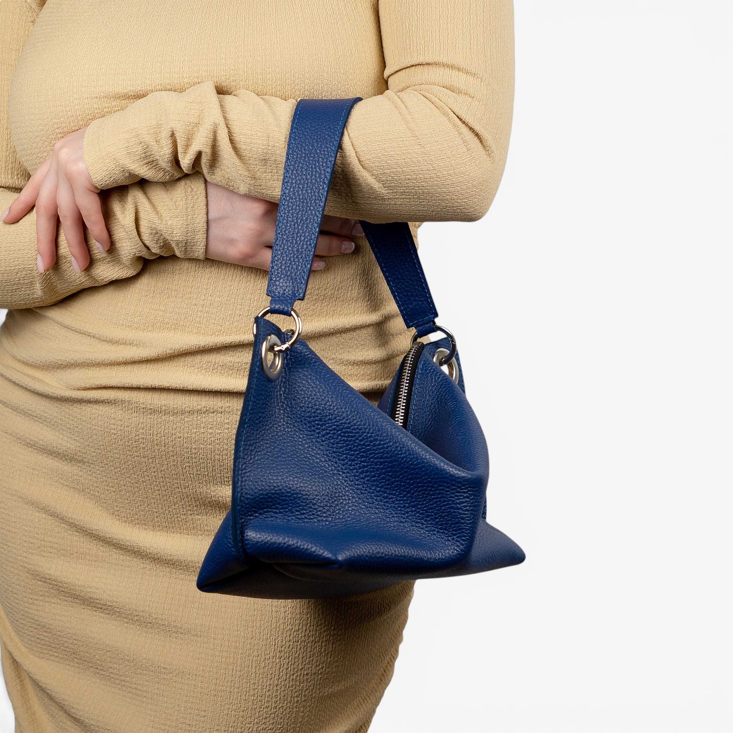 Blue Soft Leather Bag for Women - Pache Vivere - Pache