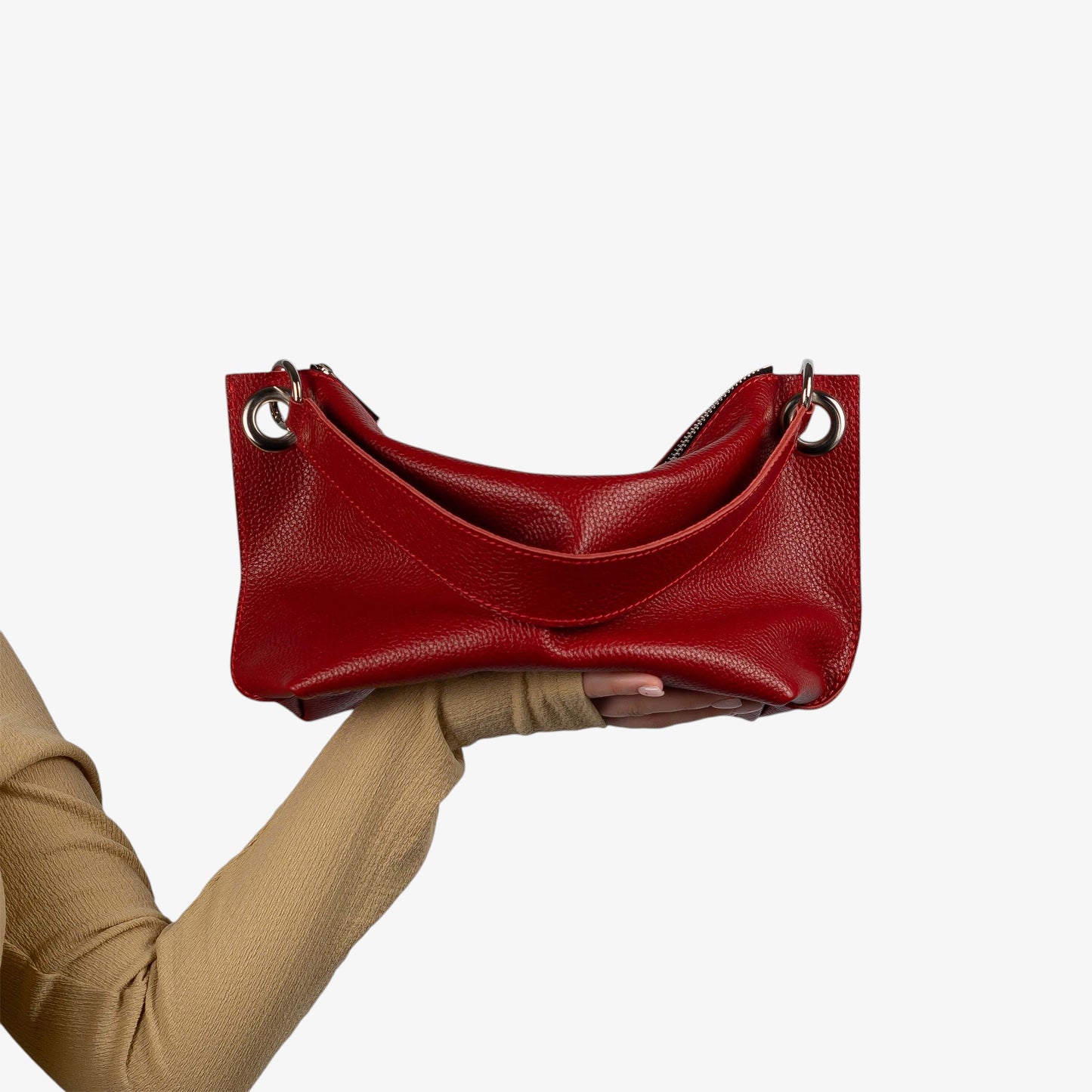 Red Soft Leather Bag for Women - Pache Vivere - Pache