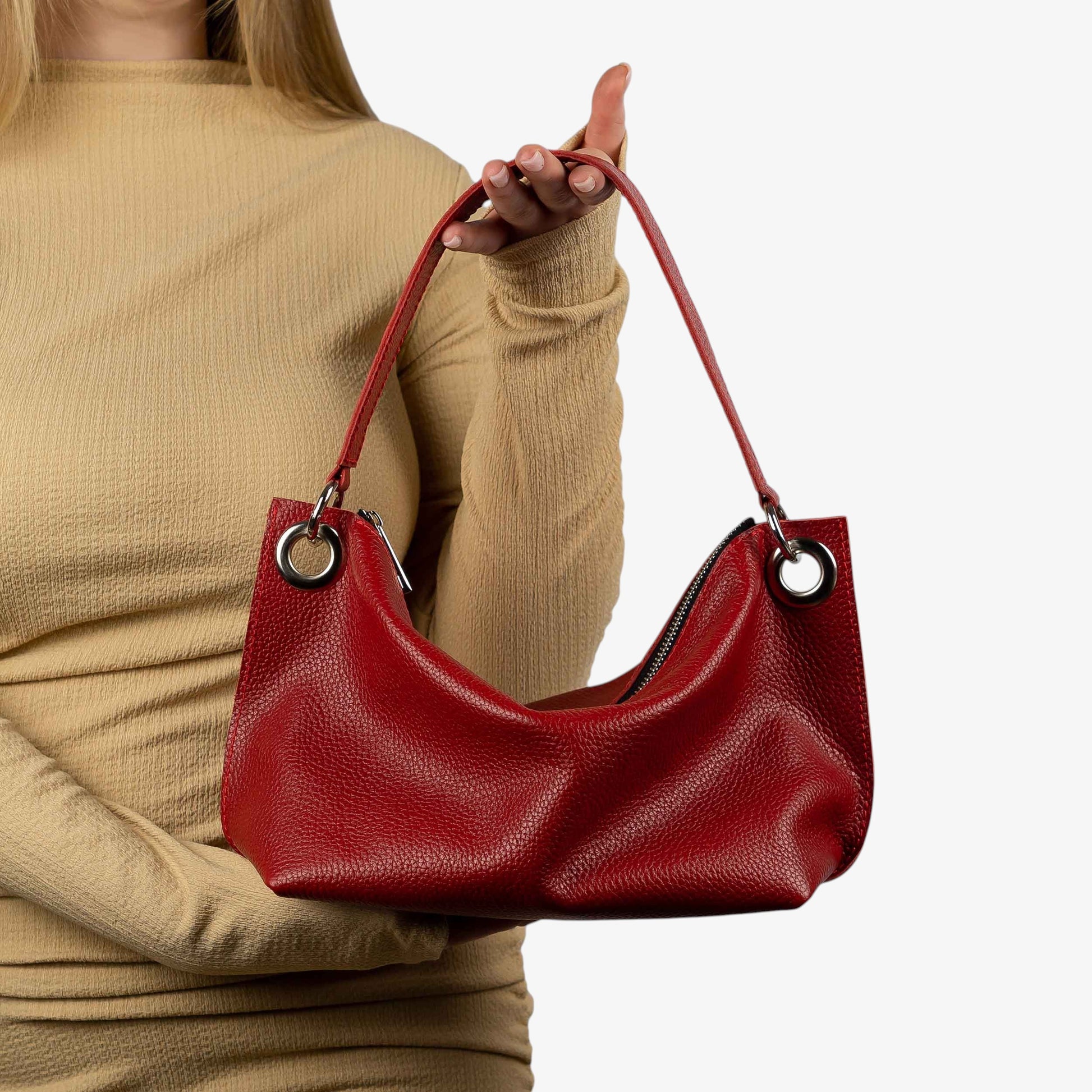 Red Soft Leather Bag for Women - Pache Vivere - Pache
