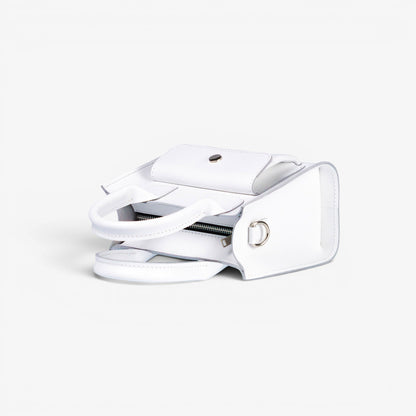 White Leather Mini Tote Bag for Women - Pache Sigil - Pache