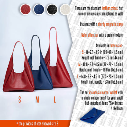 Red Leather Hobo Bag for Women - Pache Torba - Pache